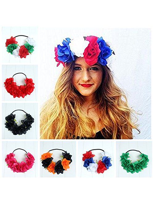 Floral Fall Rose Holiday Crown Festival Headbands Hippie Flower Headpiece F-53