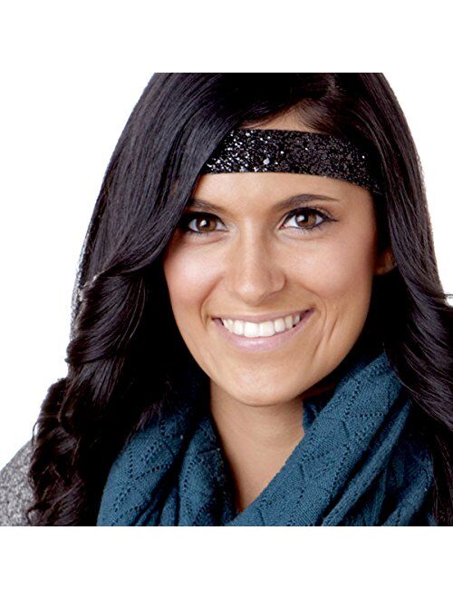 Hipsy Women's Adjustable NO SLIP Bling Glitter Headband Mixed Pack