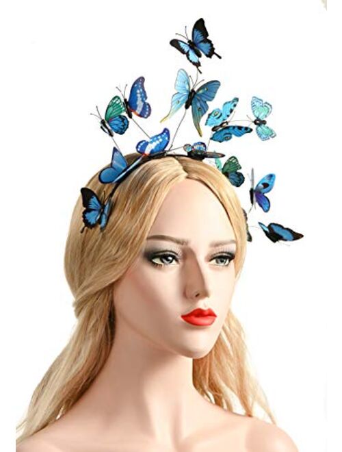Butterfly Fascinator Hat Monarch Derby Headband Festival Crown Halloween Costume Bohemian Wedding Headpiece