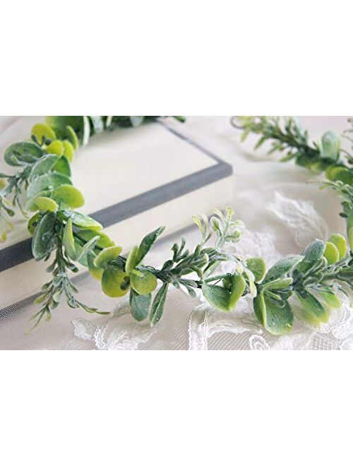 FIDDY898 Artificial Floral Crown Green Flower Crown Floral Bridal Headpiece for Photo Prop