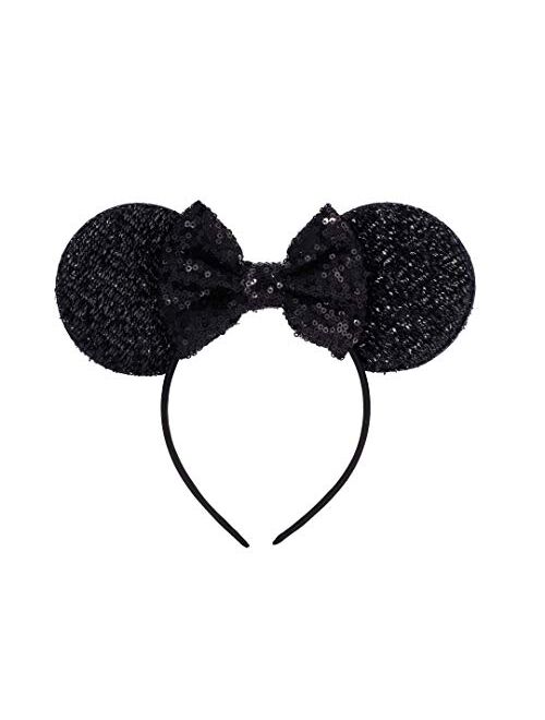 Kewl Fashion Sequins Bowknot Lovely Mouse Ears Headband Headwear for Travel Festivals