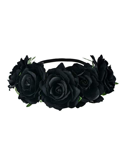 June Bloomy Rose Floral Crown Garland Flower Headband Headpiece for Wedding Festival