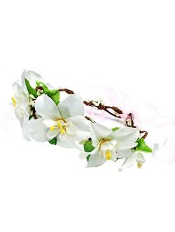Love Sweety Lily Flower Crown with Adjustable Ribbon for Wedding HH9