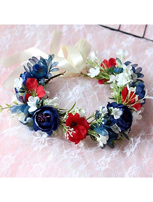 DDazzling Women Flower Headband Wreath Crown Floral Wedding Garland Wedding Festivals Photo Props