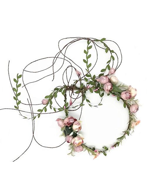 Floral Fall Adjustable Bridal Flower Garland Headband Flower Crown Hair Wreath Halo F-83