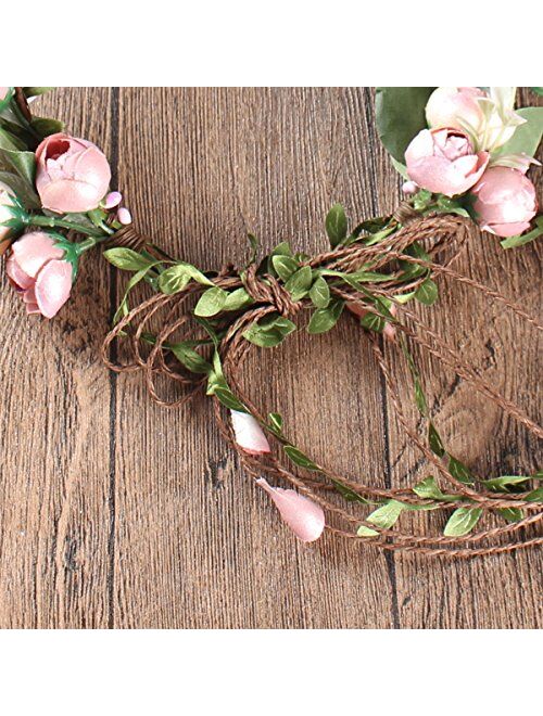 Floral Fall Adjustable Bridal Flower Garland Headband Flower Crown Hair Wreath Halo F-83