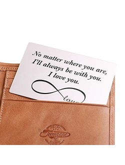 Engraved Wallet Inserts, Personalized Anniversary Birthday Valentine Gifts for Men Boyfriend Husband