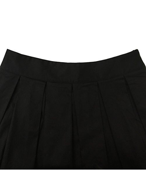 Dressever Women's Vintage A-line Printed Pleated Flared Midi Skirts