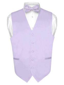 Men's Dress Vest & Bowtie Solid Lavender Purple Color Bow Tie Set for Suit Tux