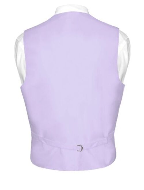 Men's Dress Vest & Bowtie Solid Lavender Purple Color Bow Tie Set for Suit Tux
