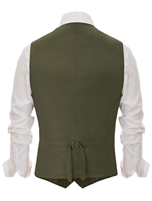Paul Jones Men's British Herringbone Tweed Vest Premium Wool Waistcoat