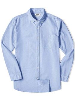 VALANDY Mens Oxford Shirts Regular Fit Long Sleeve Casual Bottom Down Shirts Solid Plaid Stripe