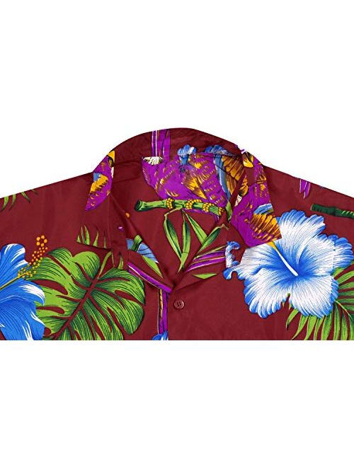 LA LEELA Men's Tropical Fashion Short Sleeve Hawaiian Shirt