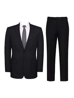 Men's Suit 2-Piece Classic Fit Solid Color Single Breasted 2 Buttons Jacket Dress Pants