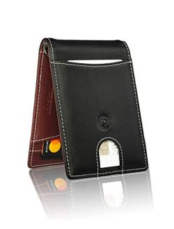 monsoon [SAFARI] Genuine Leather Mens Wallet Slim with Money Clip Minimalist Wallets RFID Blocking