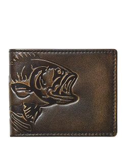 HOJ Co. BASS FISH Bifold Wallet With Flip ID | Full Grain Leather With Hand Burnishing | Fish Wallet | Fisherman Gift