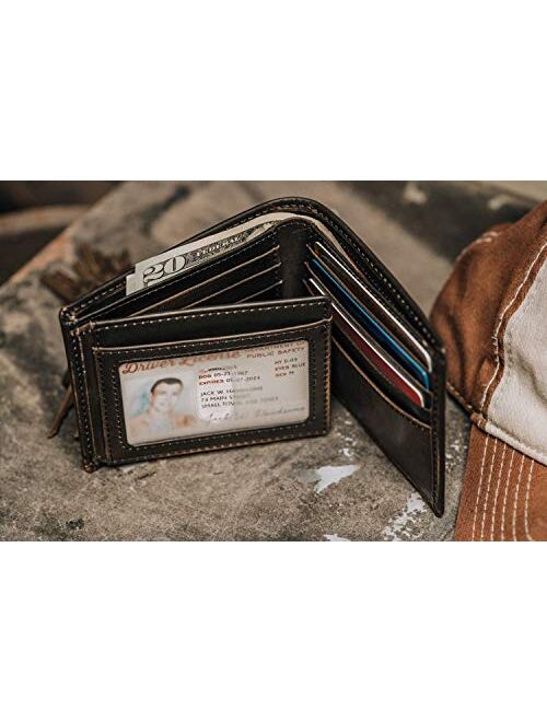 HOJ Co. BASS FISH Bifold Wallet With Flip ID | Full Grain Leather With Hand Burnishing | Fish Wallet | Fisherman Gift