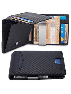 ITEYAO Front Pocket Wallet for Men RFID Blocking Minimalist Slim Wallet with Money Clip, Carbon