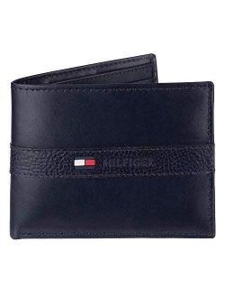 Men's Leather Wallet Slim Bifold with 6 Credit Card Pockets and Removable Id Window, Navy, One Size