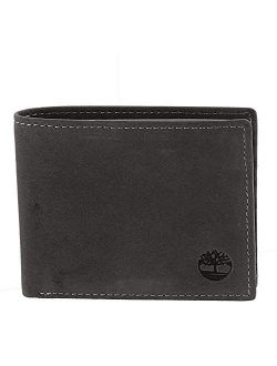 Men's Leather Wallet with Attached Flip Pocket, Black Hunter, One Size