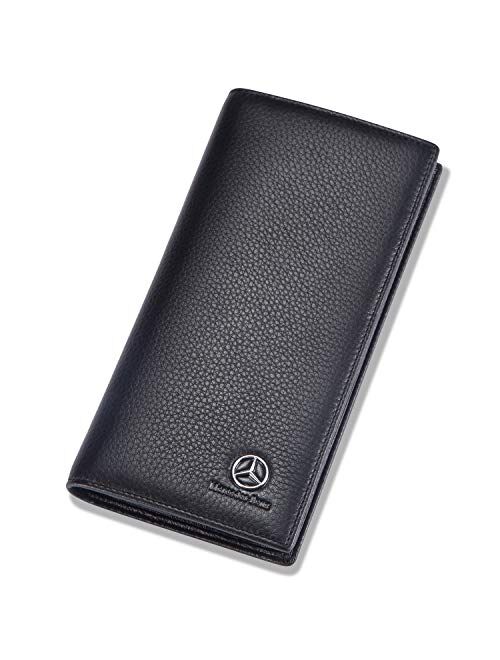 Mercedes Benz Long Wallet with 11 Credit Card Slots ID Holder - Genuine Leather