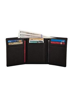 Trifold Leather Wallets for Men Slim Design RFID Blocking Credit Card Holders & ID Window