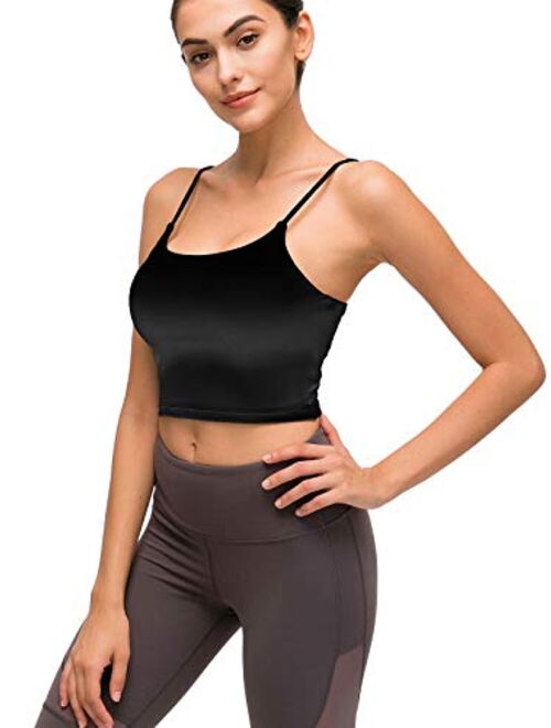 Workout Crop Tops for Women Longline Camisole Shirts Teen Girl Summer Seamless Padded Sports Bra for Gym/Yoga/Running