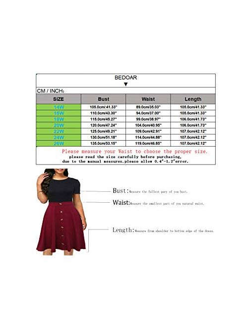 BEDOAR Women's Casual Plus Size Dress Short Sleeve Colorblock Knee-Length Flared A-Line Party Swing Dress with Pockets