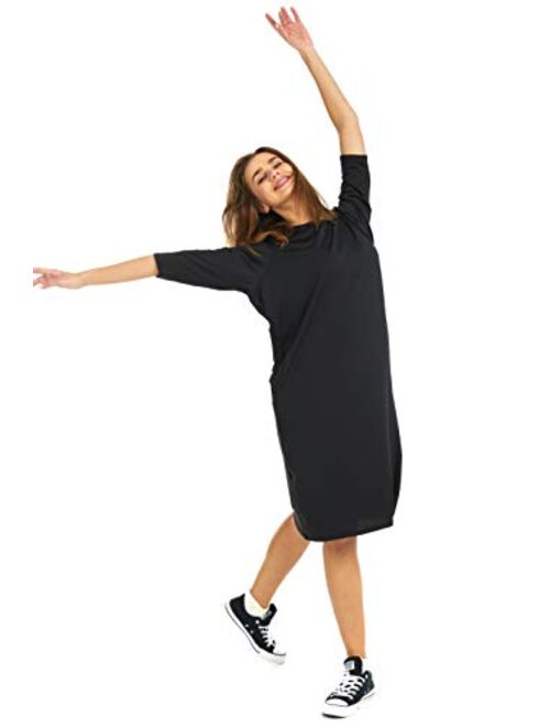ESTEEZ Women's Sport Dress - Mesh Jersey - 3/4 Sleeve - Swim and Cover up - Quick Dry - Below Knee Length - Nadia