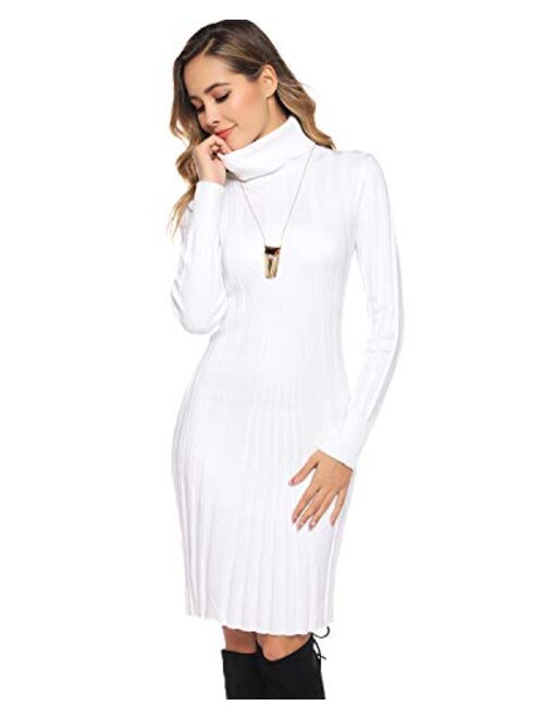 Buy Hawiton Women's Long Sleeve Turtleneck Sweater Bodycon Dress ...