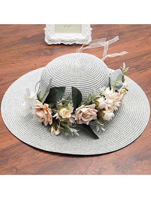 HAIMEIKANG Adjustable Flower Crown Headband - Women Girl Festival Wedding Party Flower Wreath Headband