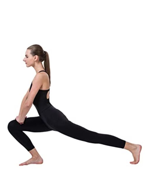 LOVESOFT Women's Sleevesless Bodysuit Dance Unitard, Backless Bodycon Rompers Jumpsuits for Workout Yoga