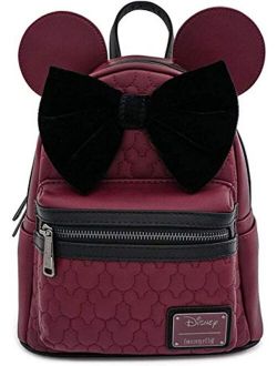Minnie Mouse Maroon Quilted Womens Double Strap Shoulder Bag Purse