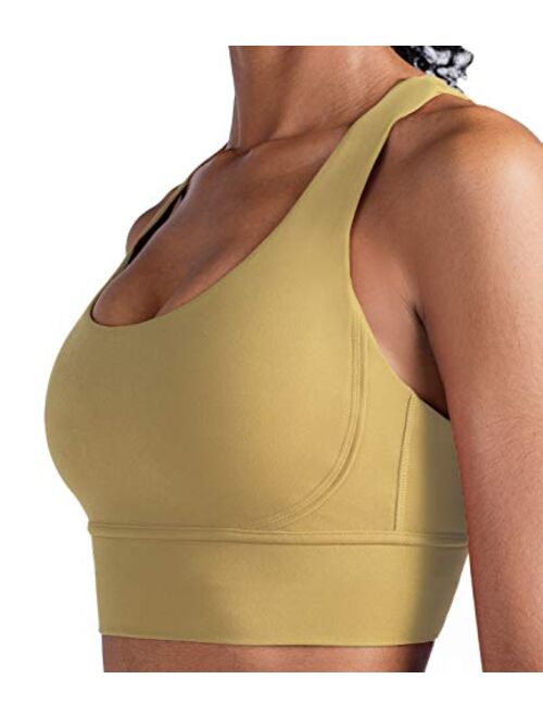 Lavento Strappy Sports Bras for Women Longline Padded Medium Support Yoga Training Bra Top