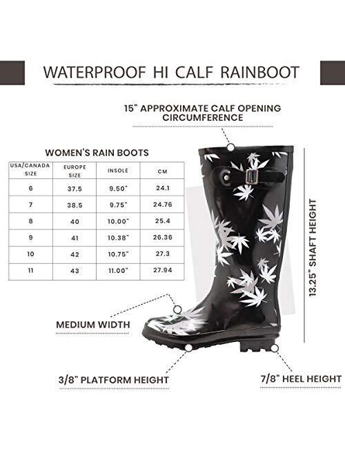 NORTY Women's Hurricane Wellie - 14 Solids and Prints - Glossy & Matte Waterproof Hi-Calf Rainboots