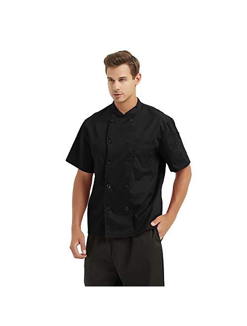 TOPTIE Unisex Short Sleeve Chef Coat Jacket