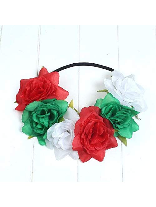 Flower Headband for Women, Floral Flower Crown Stretch Headband Elastic Hair Band Costumes for Women Girls Men Boys