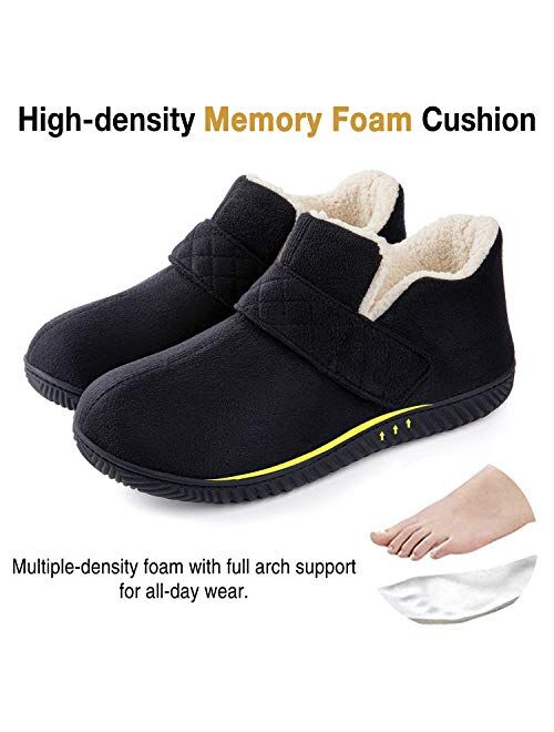 ZIZOR Women's Cozy Memory Foam Slippers with Adjustable Closure Strap, Fleece Lining Closed Back House Shoes with Anti-Slip Indoor Outdoor Rubber Sole