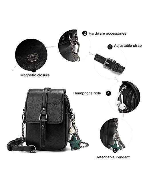 Small Crossbody Purses for Women Leather Designer Phone Bag Adjustable Long Strap with Headphone Port