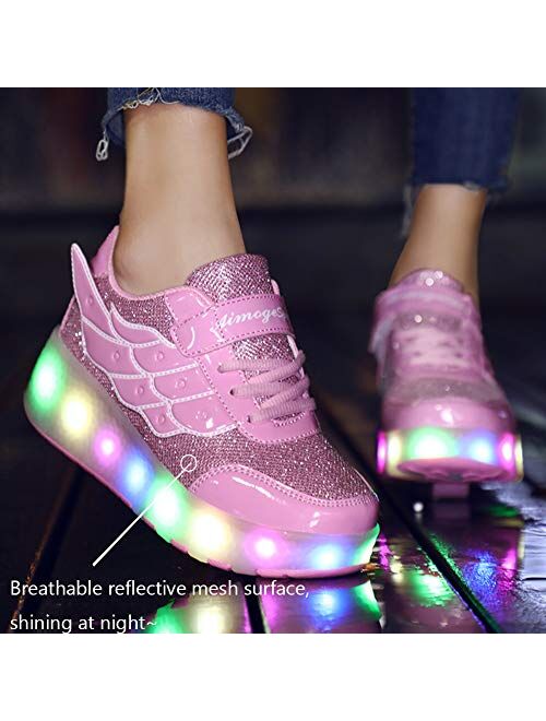 Nsasy Roller Shoes Girl Sneakers with Wheels Become Sport Sneaker with Led for Children Gift