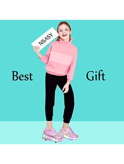 Nsasy Roller Shoes Girl Sneakers with Wheels Become Sport Sneaker with Led for Children Gift