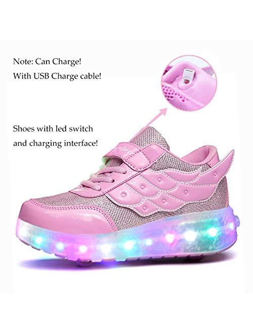 Nsasy Roller Shoes Girl Sneakers with Wheels Become Sport Sneaker with Led for Children Gift