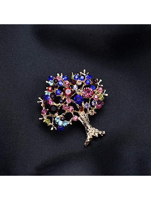 Comelyjewel Tree Rhinestone Brooch, Banquet Suit Scarf Pins, Charms Jewelry Badge for Party Cosplay