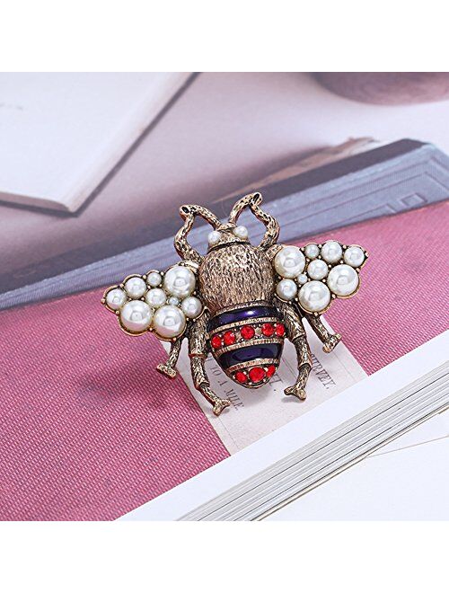 FERVENT LOVE Simulated Pearl Honey Bee Brooch Pin