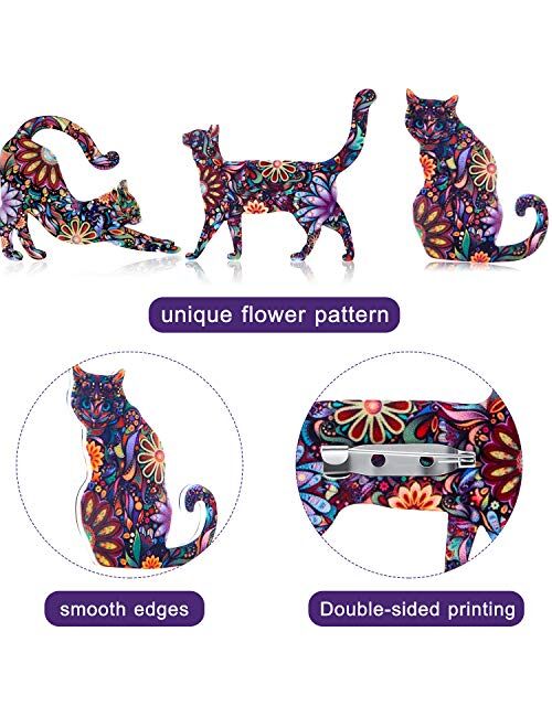 WILLBOND 9 Pieces Acrylic Cat Brooch Pin Cute Animal Pattern Lapel Pin Badges Accessory