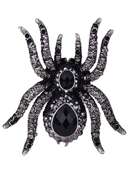 YACQ Women's Spider Pin Brooches + Pendants 2 in 1 - Scarf Holders - Lead & Nickle Free - 2-1/4 x 2-1/4 Inches - Halloween Costume Accessories