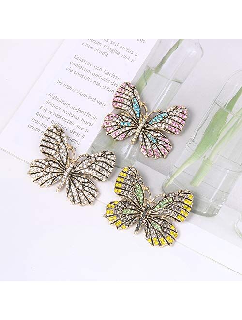 WeimanJewelry Lot 6pcs Multicolor Rhinestone Crystal Butterfly Brooch Pin Set for Women