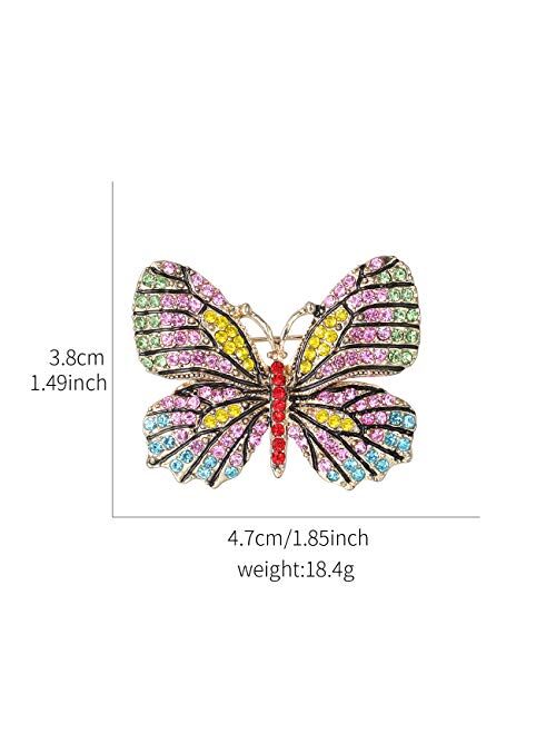WeimanJewelry Lot 6pcs Multicolor Rhinestone Crystal Butterfly Brooch Pin Set for Women