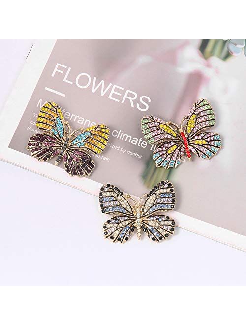 WeimanJewelry Lot 6pcs Multicolor Rhinestone Crystal Butterfly Brooch Pin Set for Women