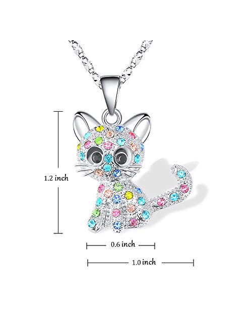 Lanqueen Kitty Cat Pendant Necklace Jewelry for Women Girls Kids, Cat Lover Gifts Daughter Loved Necklace 18+2.4 inch Chain
